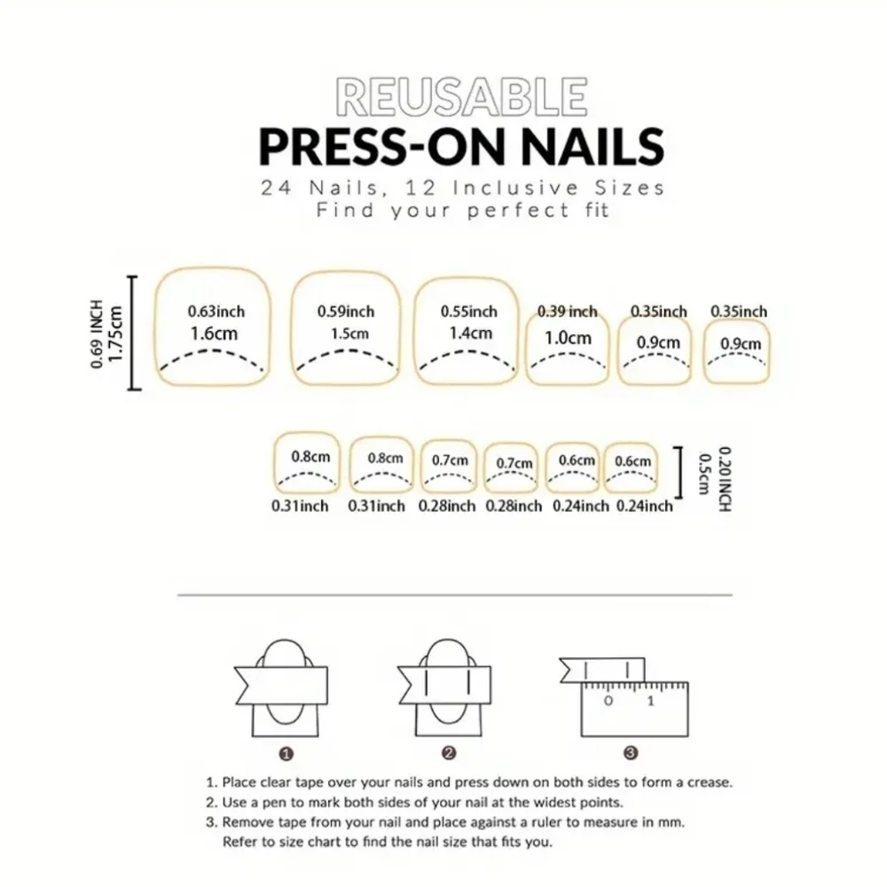 24 Pieces Fake Toe Press On Nails